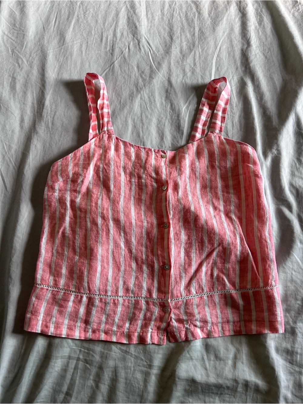 C&C California Pink and White Striped Button-Front Tank